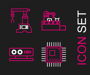 set line processor with microcircuits cpu 3d vector image