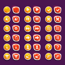 set with shiny red and yellow interface buttons vector