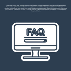 blue line computer monitor with text faq vector image