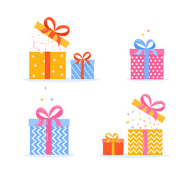 collection realistic square gift box presents vector