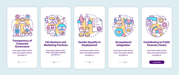 csr matters onboarding mobile app page screen vector image