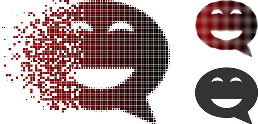 Dissolved dot halftone glad smiley message icon vector