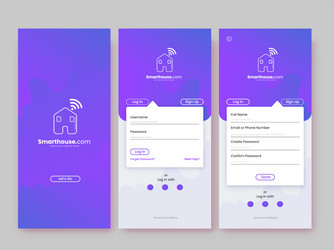 set ui ux gui screens smart house or real vector image