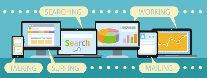 Concept of business workflow through devices vector