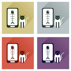 concept of flat icons with long shadow mobile pet vector