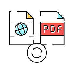 convert web site page to pdf file color icon vector