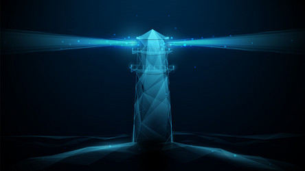 lighthouse low polygonal wireframe linear and mesh vector image
