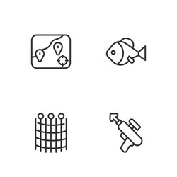 set line fishing harpoon net pattern location vector image
