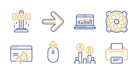 Attraction computer fan and web analytics icons vector