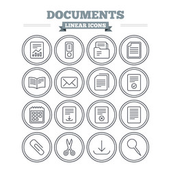 documents linear icons set thin outline signs vector