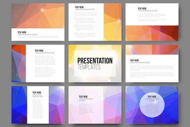 Set of 9 templates for presentation slides vector