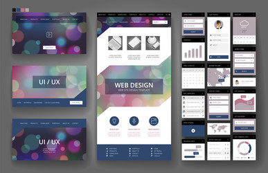 website design template and interface elements vector image