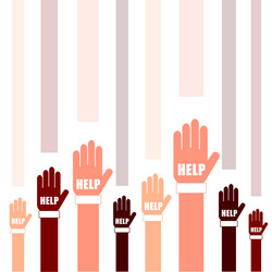 Hands help set in two color art vector