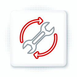 Line wrench spanner and arrows as workflow icon vector