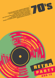80s party poster with blue background and vinyl lp
