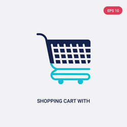 Two color shopping cart with grills icon from vector