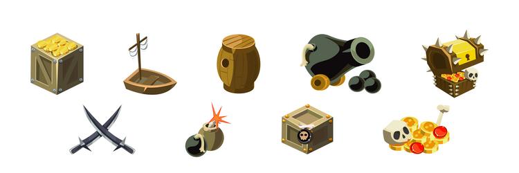 pirate object and element with ship barrel vector image