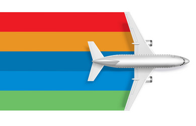 airplane with blank rainbow for message text vector image