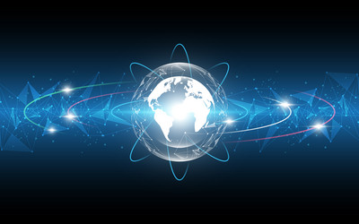 global network connection world map abstract vector image
