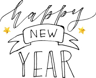 happy new year gradient phrase lettering vector