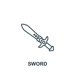 Sword icon monochrome simple line game element vector