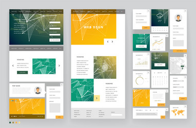 website template design with interface elements vector image