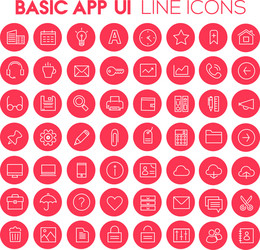 big basic app ui ux and office linear icon set vector image
