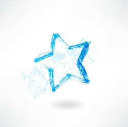 Blue star grunge icon vector