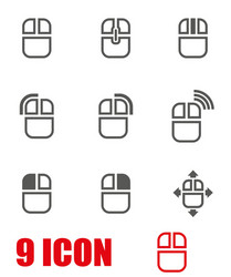 Grey computer mouse icon set vector