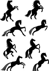 Heraldic Horse Silhouettes Vector Image