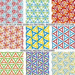 Set of nine textured natural seamless patterns vector