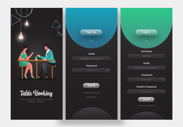 table booking mobile app ui screens template vector image