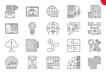 Thin line icons set search engine optimization vector