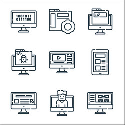 Web development line icons linear set quality vector