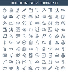 100 service icons vector