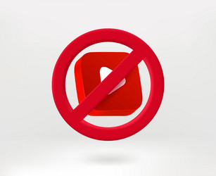 no broadcasting concept with red button 3d vector image