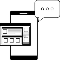 smartphone device with webpage template and speech vector image