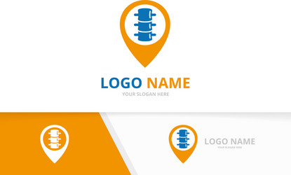 spine and map pointer logo combination vector