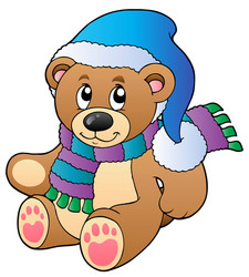 Cute Teddy Bear in Winter Clothes Vector Image