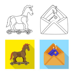 isolated object of virus and secure logo vector image
