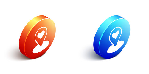 isometric map pointer with heart icon isolated vector image