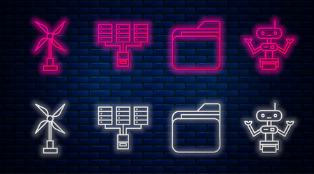 Set line server data web hosting document vector