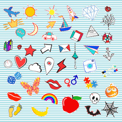 set of fashion patches or badges vector