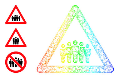 spectrum gradient linear mesh crowd warning icon vector image