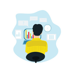 A man at the computer flat design concept vector