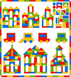 Game set of building blocks different shapes vector