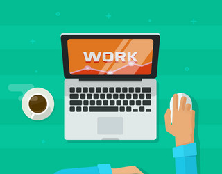person freelancer hands working on computer vector image