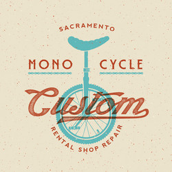 Retro Mono-Cycle Rental Shop Logo Vector Image