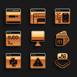 set computer monitor screen browser vector