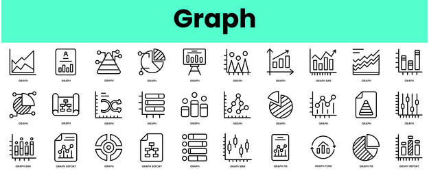 set of graph icons linear style icon bundle vector image